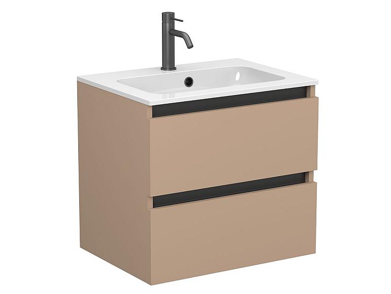 Тумба підвісна NATURA капучіно, з умивальником DELLA 600