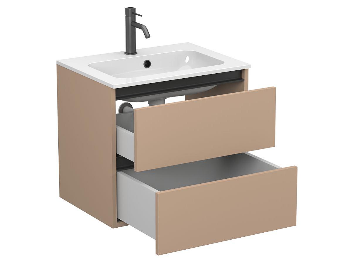 Тумба подвесная NATURA капучино, с умывальником DELLA 600