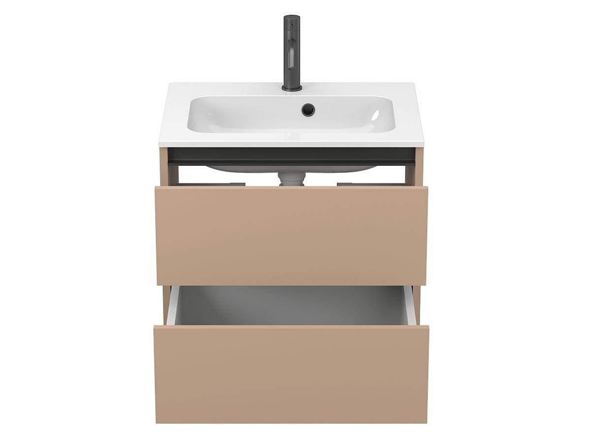 Тумба подвесная NATURA капучино, с умывальником DELLA 600