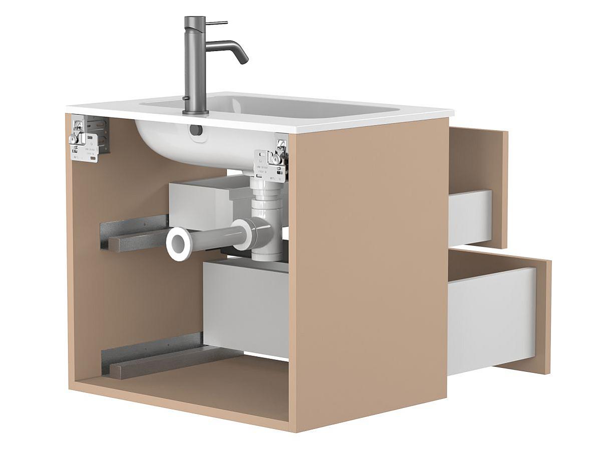Тумба подвесная NATURA капучино, с умывальником DELLA 600