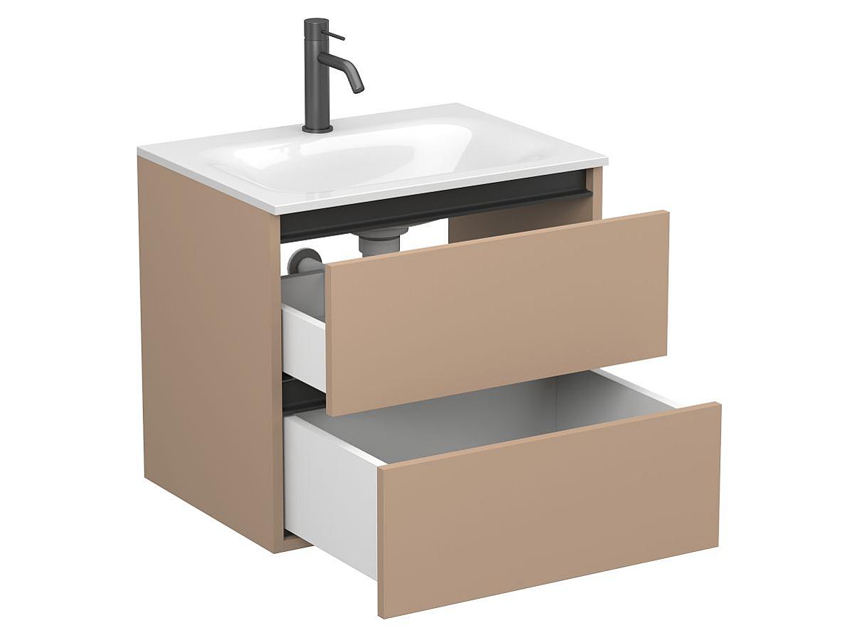 Тумба подвесная NATURA капучино, с умывальником JESSEL 600