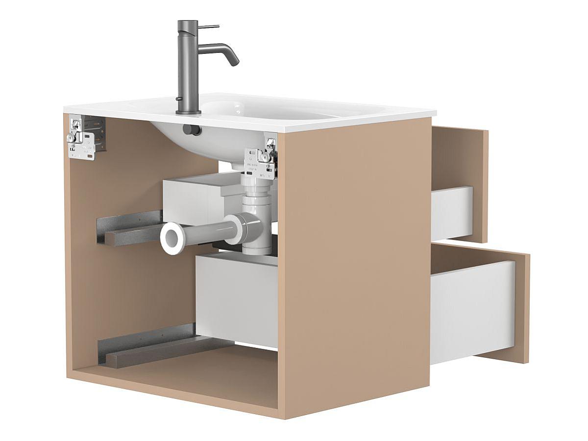 Тумба подвесная NATURA капучино, с умывальником JESSEL 600