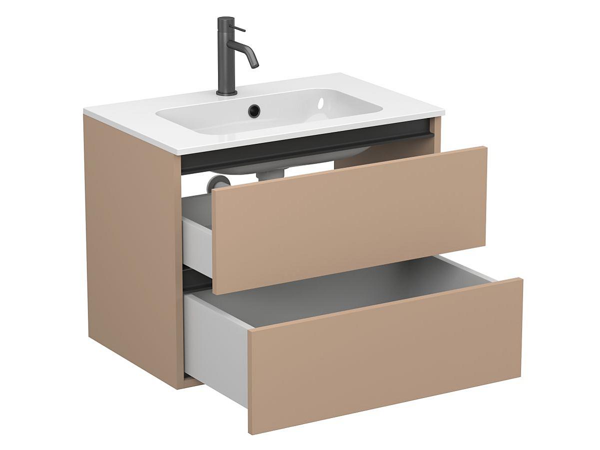 Тумба подвесная NATURA капучино, с умывальником DELLA 700