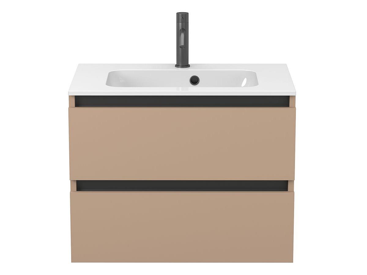 Тумба подвесная NATURA капучино, с умывальником DELLA 700