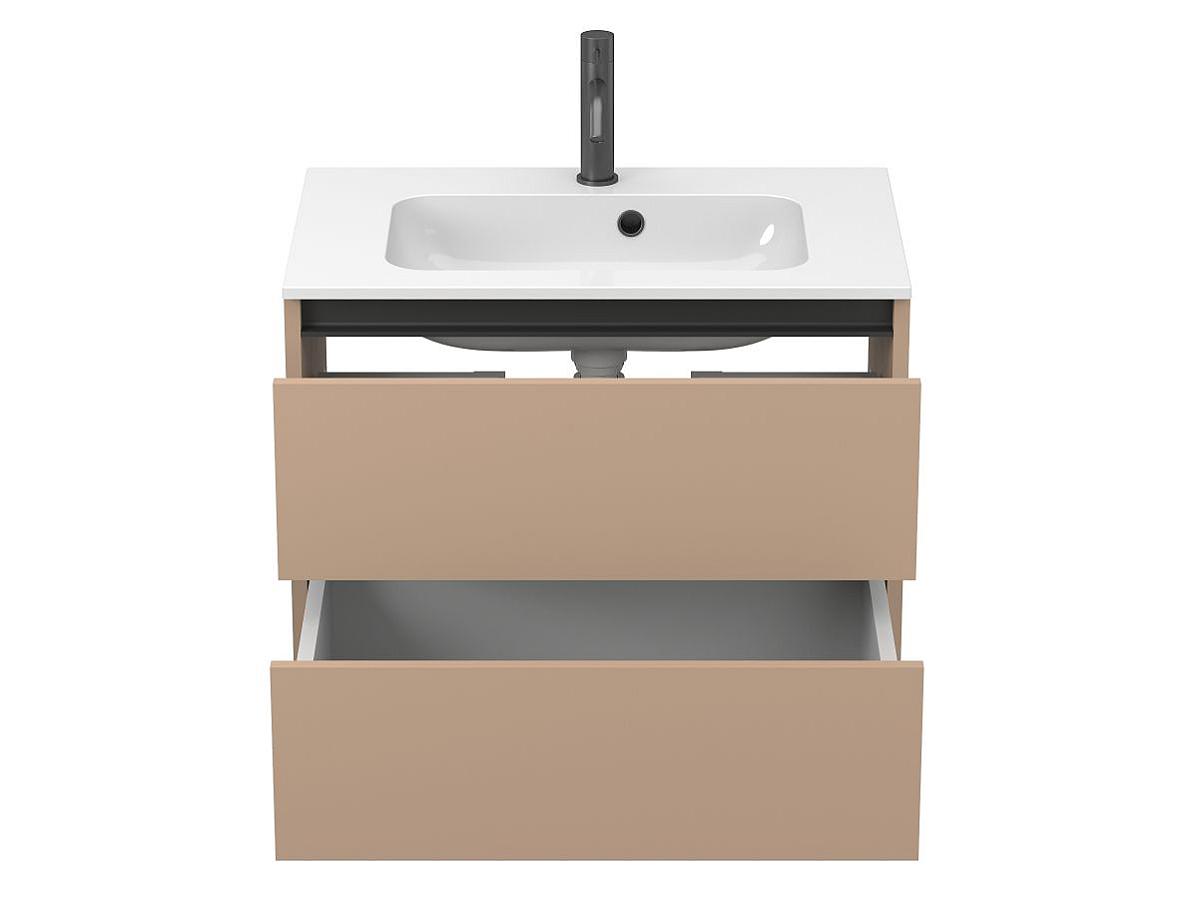Тумба подвесная NATURA капучино, с умывальником DELLA 700