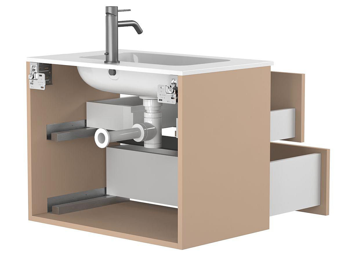 Тумба подвесная NATURA капучино, с умывальником DELLA 700