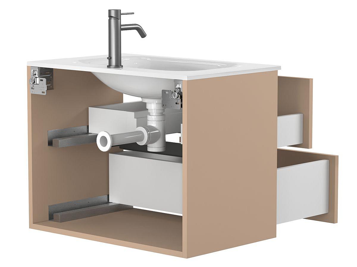 Тумба подвесная NATURA капучино, с умывальником JESSEL 700