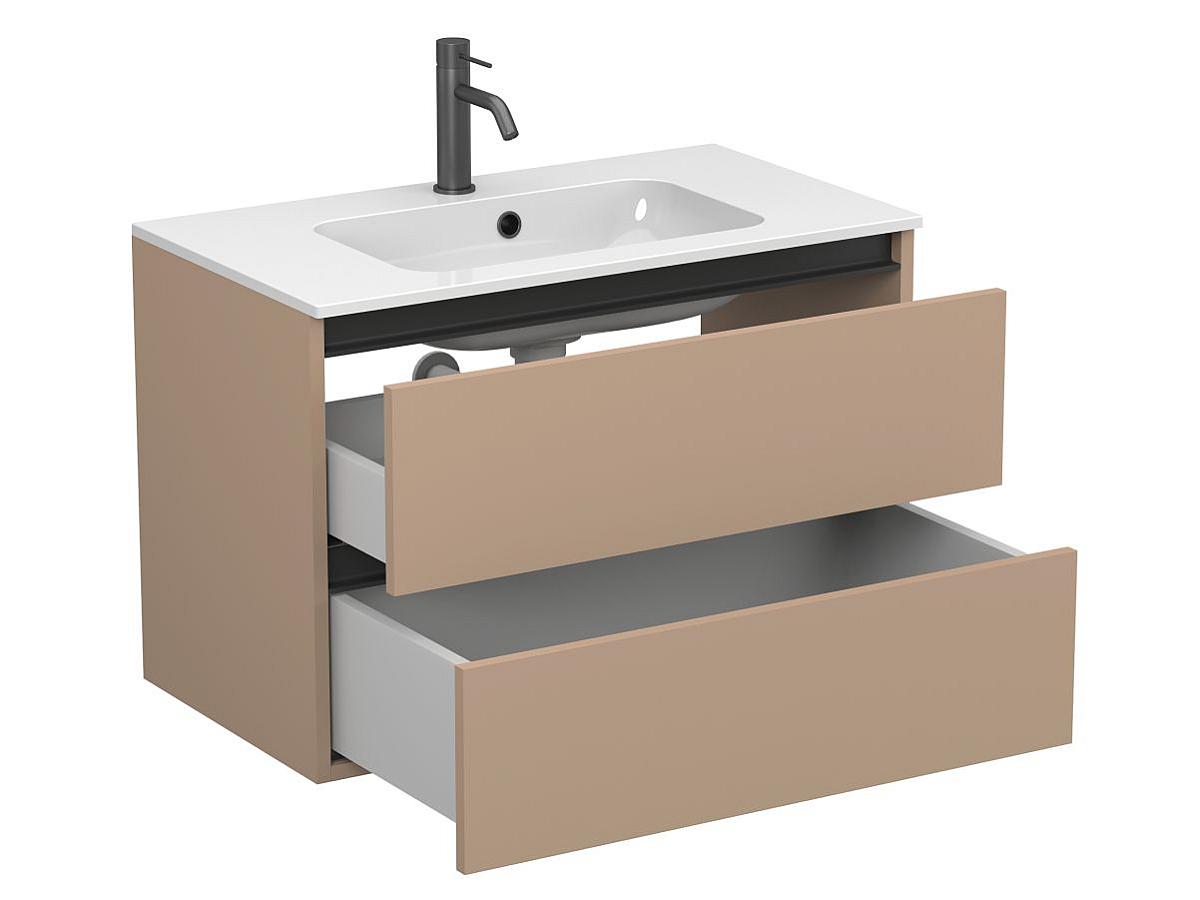 Тумба подвесная NATURA капучино, с умывальником DELLA 800