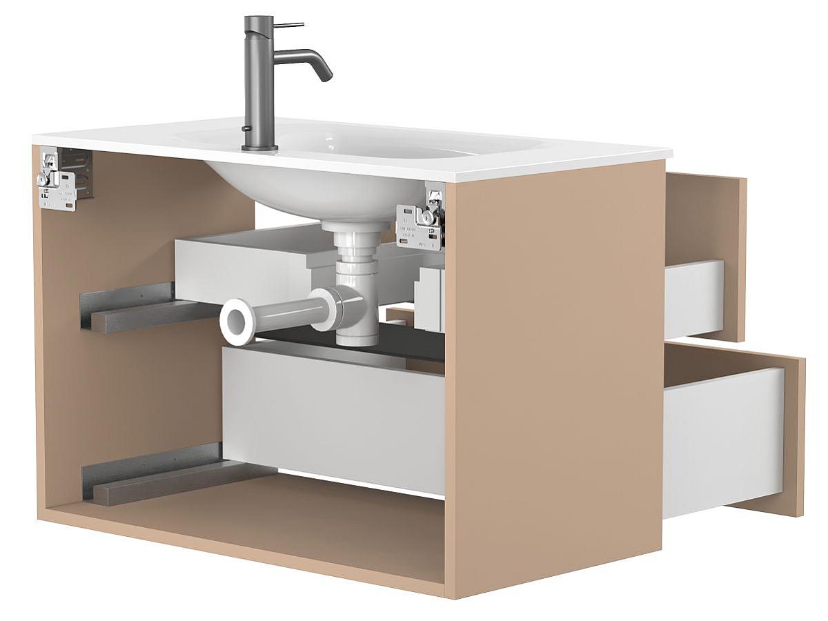 Тумба подвесная NATURA капучино, с умывальником JESSEL 800