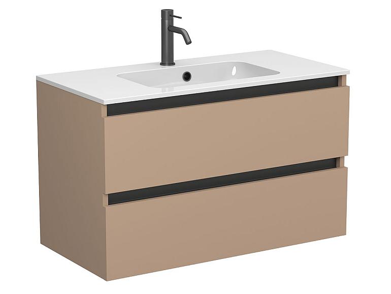 Тумба підвісна NATURA капучіно, з умивальником DELLA 900