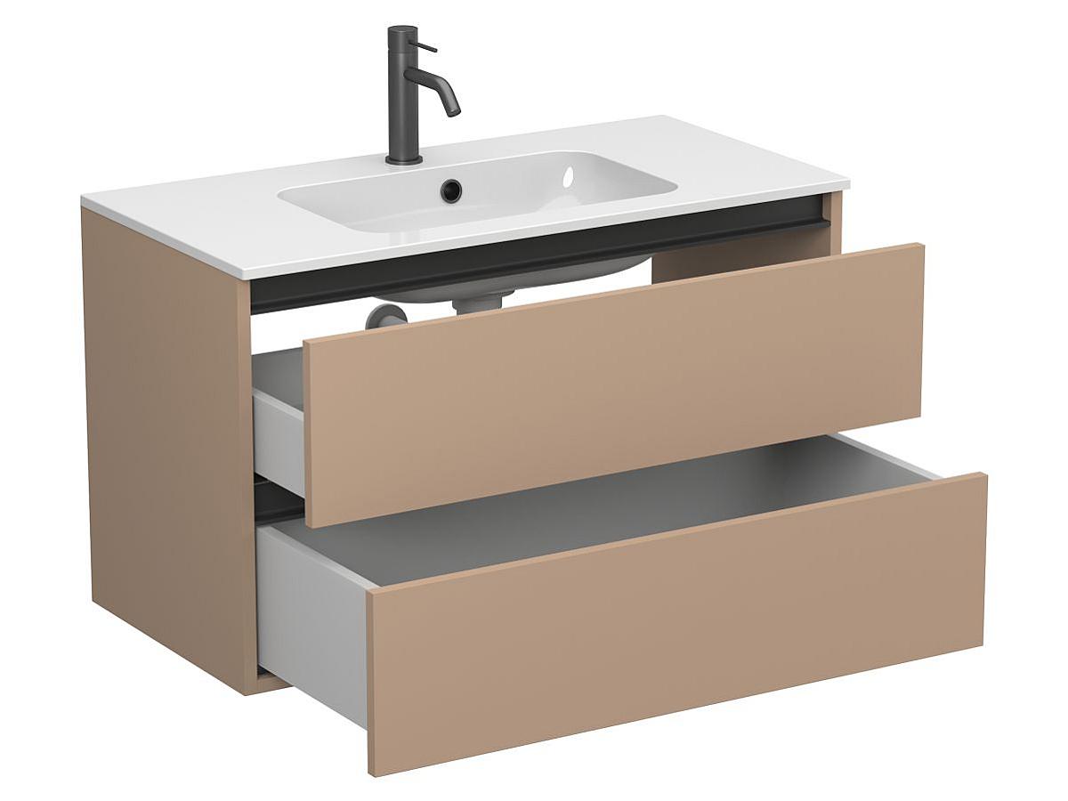 Тумба подвесная NATURA капучино, с умывальником DELLA 900