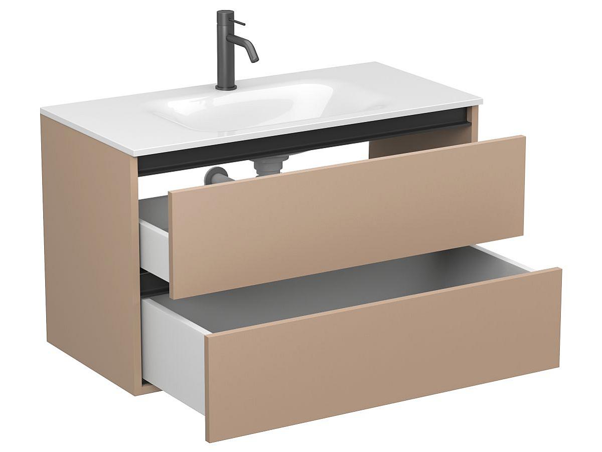 Тумба подвесная NATURA капучино, с умывальником JESSEL 900