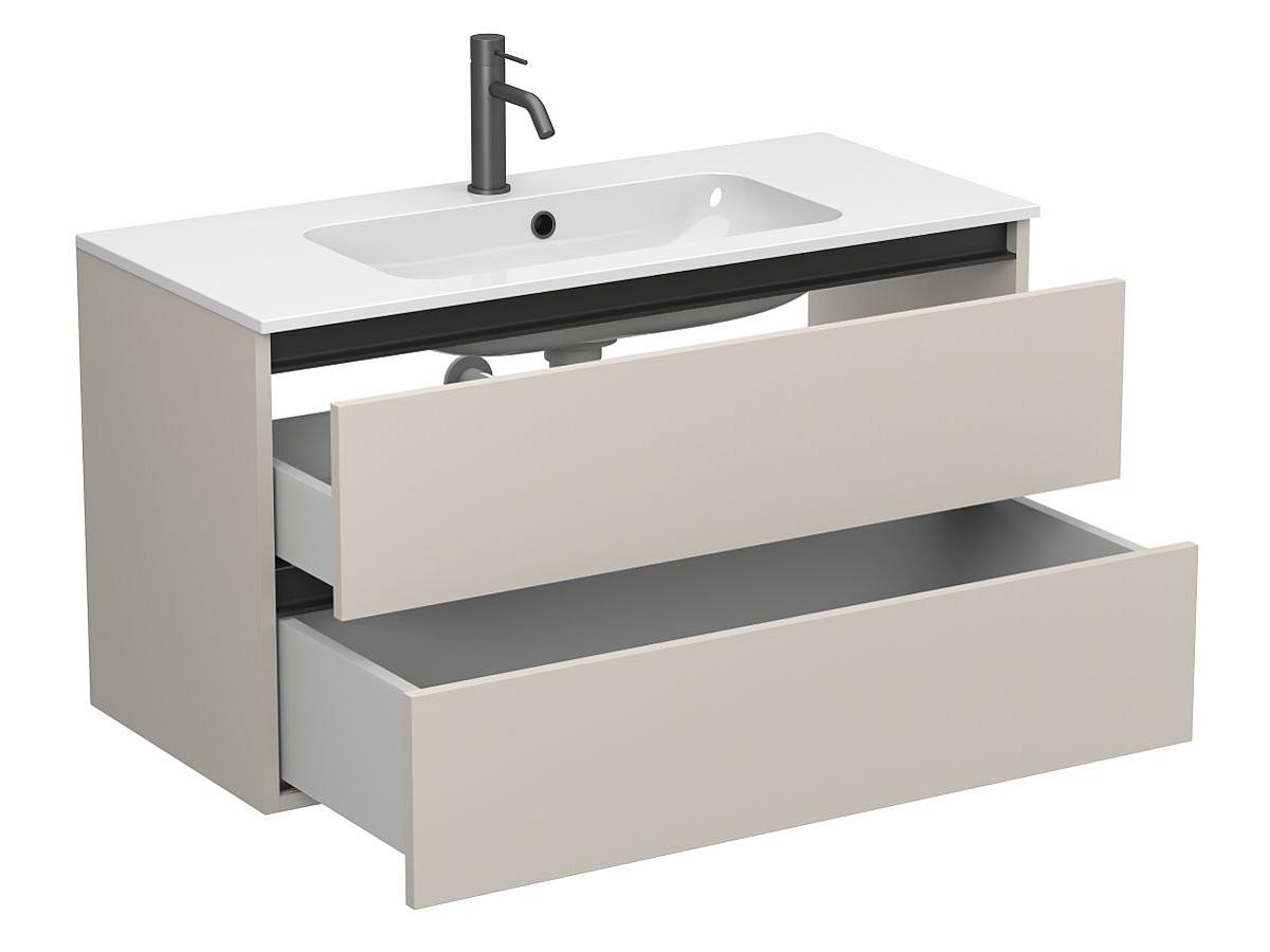 Тумба подвесная NATURA кашемир, ДСП с умывальником DELLA 1000