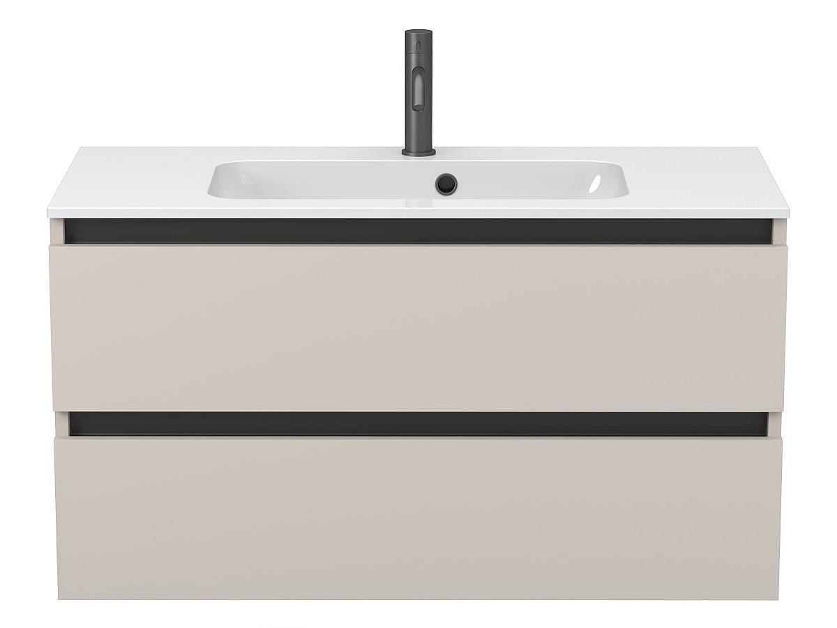 Тумба подвесная NATURA кашемир, ДСП с умывальником DELLA 1000