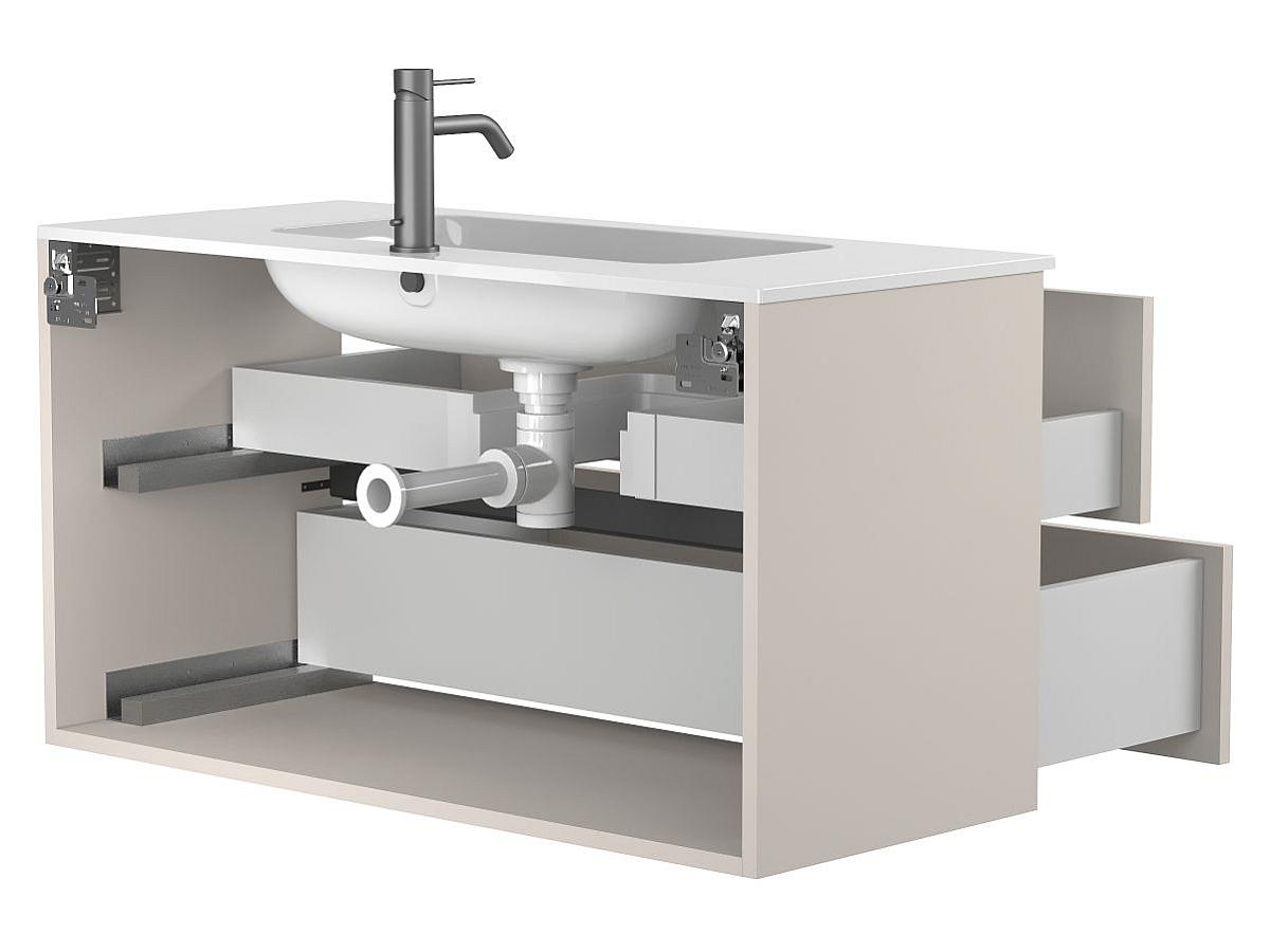 Тумба подвесная NATURA кашемир, ДСП с умывальником DELLA 1000