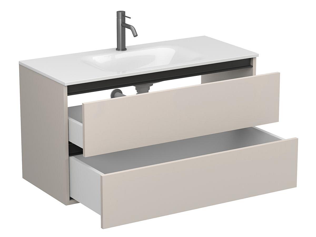 Тумба подвесная NATURA кашемир, ДСП с умывальником JESSEL 1000