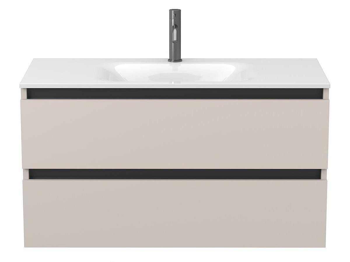 Тумба подвесная NATURA кашемир, ДСП с умывальником JESSEL 1000