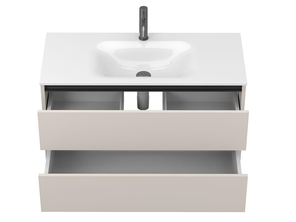 Тумба подвесная NATURA кашемир, ДСП с умывальником JESSEL 1000