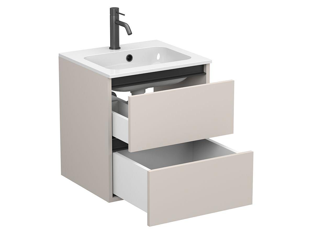 Тумба подвесная NATURA кашемир, ДСП, с умывальником DELLA 500