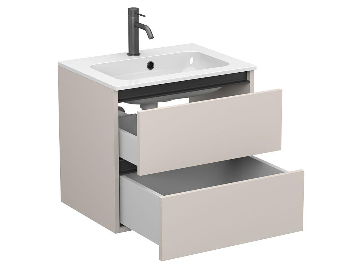 Тумба подвесная NATURA кашемир, ДСП с умывальником DELLA 600