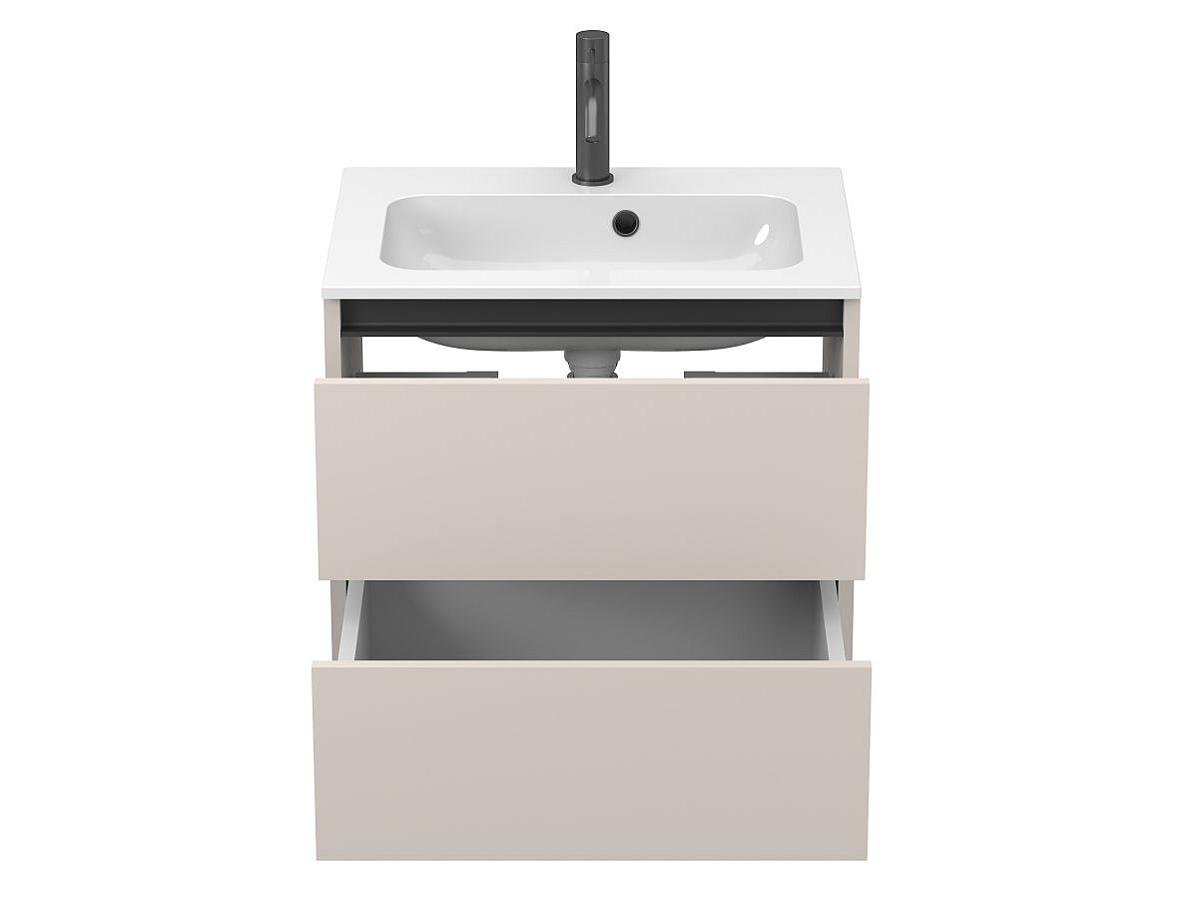 Тумба подвесная NATURA кашемир, ДСП с умывальником DELLA 600