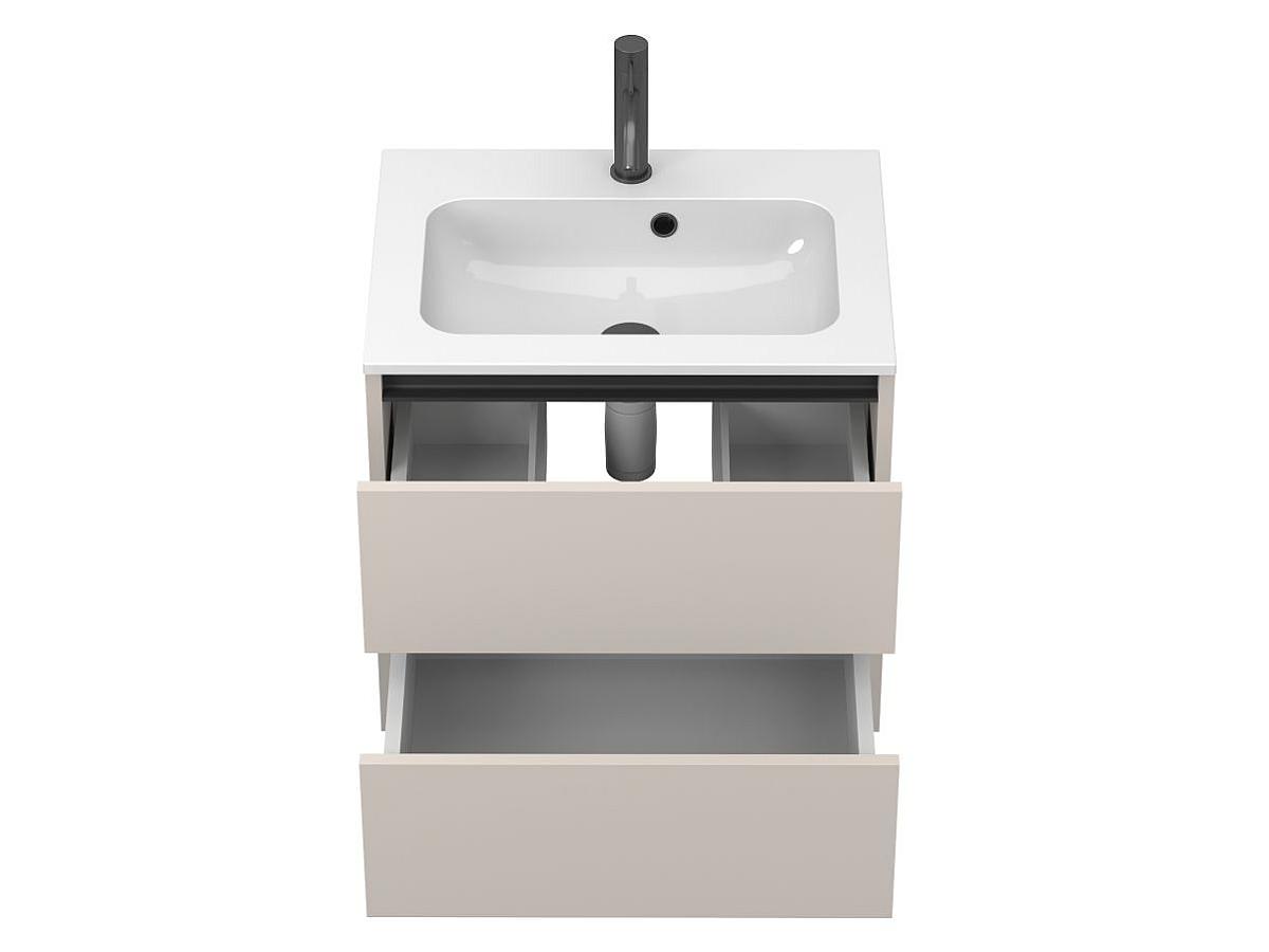 Тумба подвесная NATURA кашемир, ДСП с умывальником DELLA 600