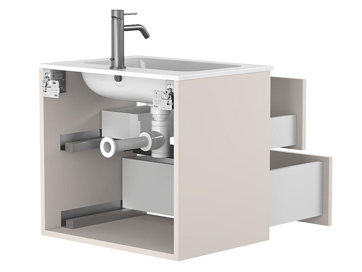 Тумба подвесная NATURA кашемир, ДСП с умывальником DELLA 600