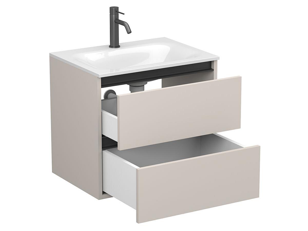 Тумба подвесная NATURA кашемир, ДСП с умывальником JESSEL 600