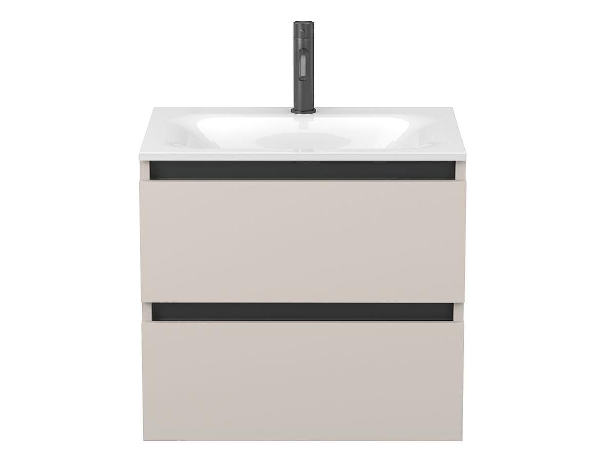 Тумба подвесная NATURA кашемир, ДСП с умывальником JESSEL 600