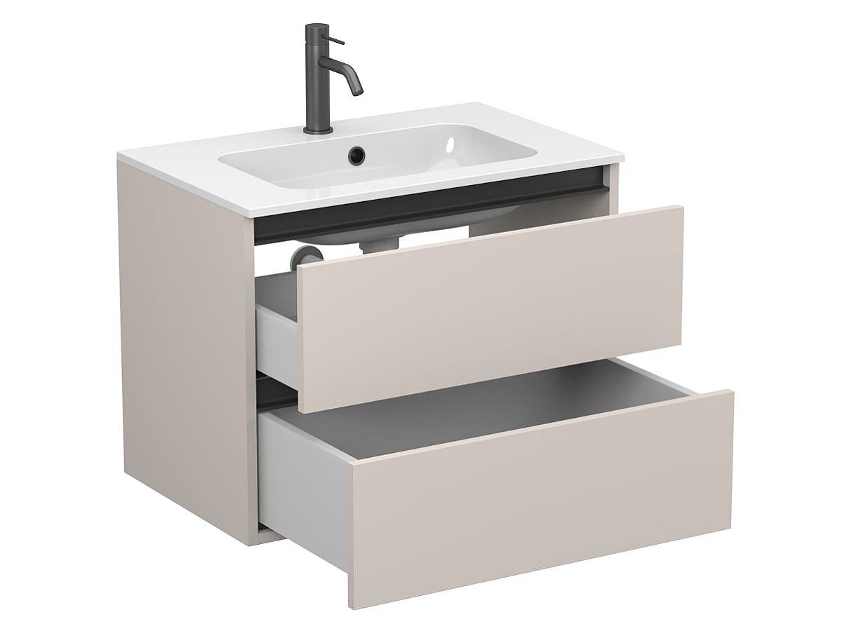 Тумба подвесная NATURA кашемир, ДСП с умывальником DELLA 700