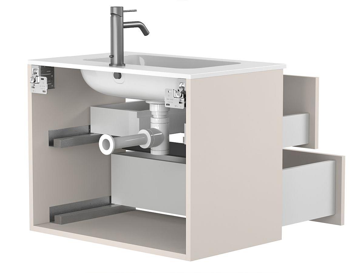 Тумба подвесная NATURA кашемир, ДСП с умывальником DELLA 700