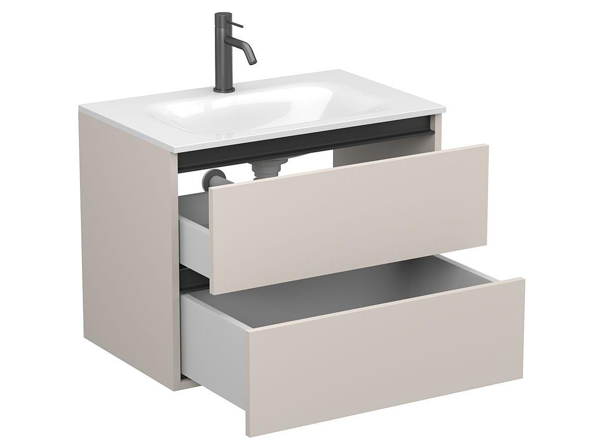 Тумба подвесная NATURA кашемир, ДСП с умывальником JESSEL 700