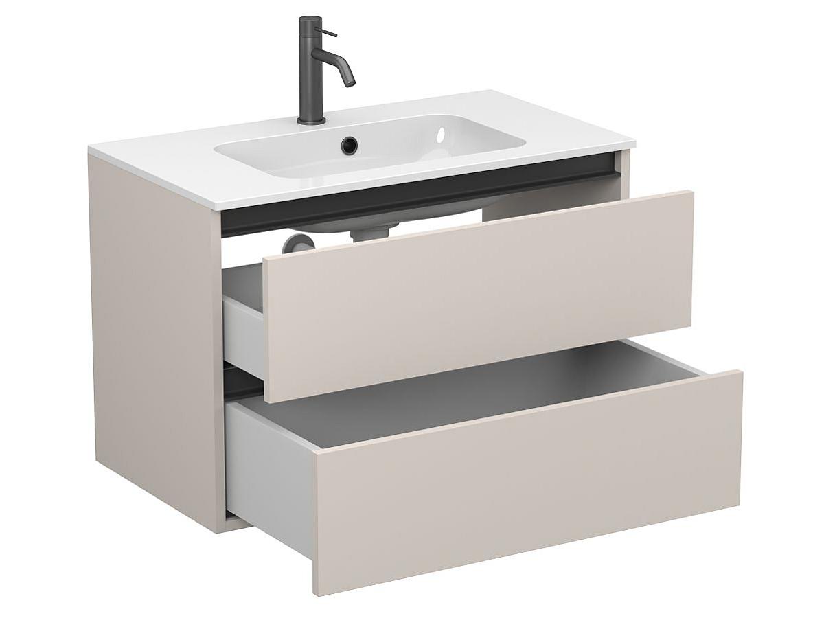 Тумба подвесная NATURA кашемир, ДСП с умывальником DELLA 800