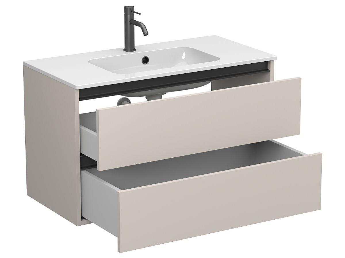 Тумба подвесная NATURA кашемир, ДСП с умывальником DELLA 900