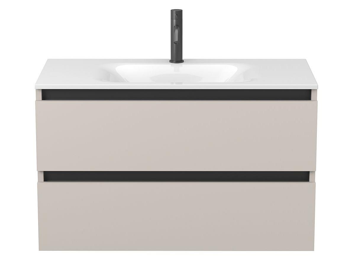 Тумба подвесная NATURA кашемир, ДСП с умывальником JESSEL 900