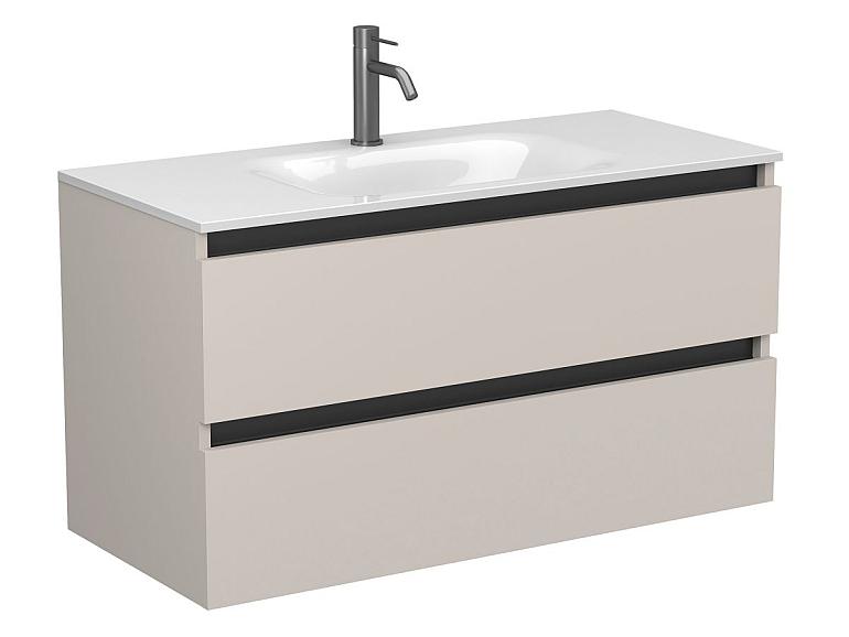 Тумба підвісна NATURA кашемір, ДСП з умивальником JESSEL 1000