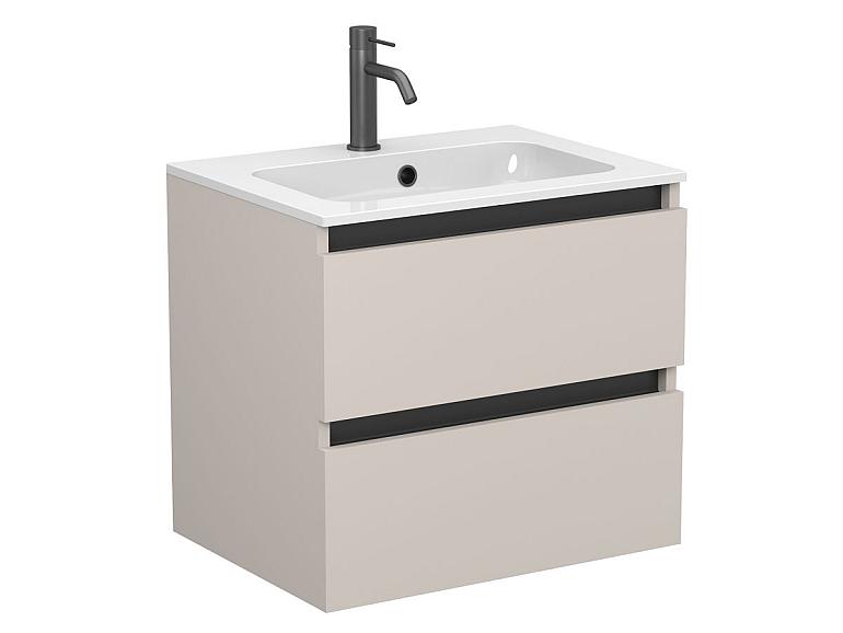 Тумба підвісна NATURA кашемір, ДСП з умивальником DELLA 600