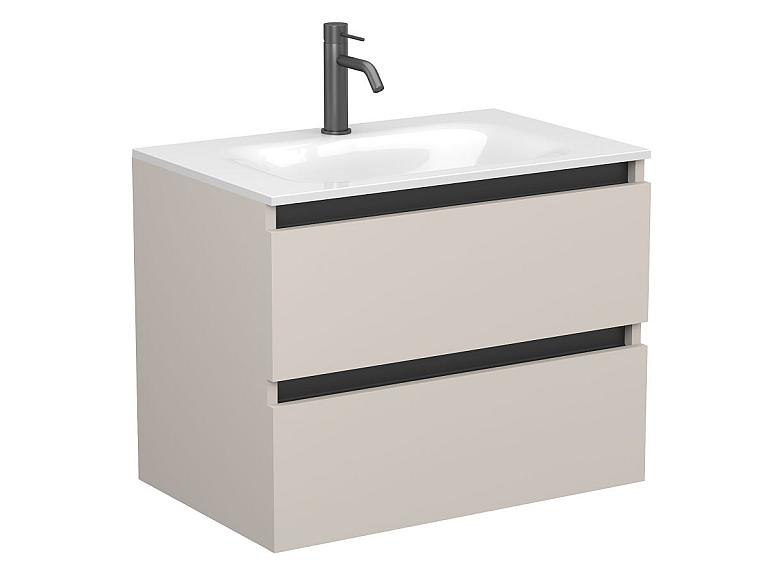 Тумба підвісна NATURA кашемір, ДСП з умивальником JESSEL 700