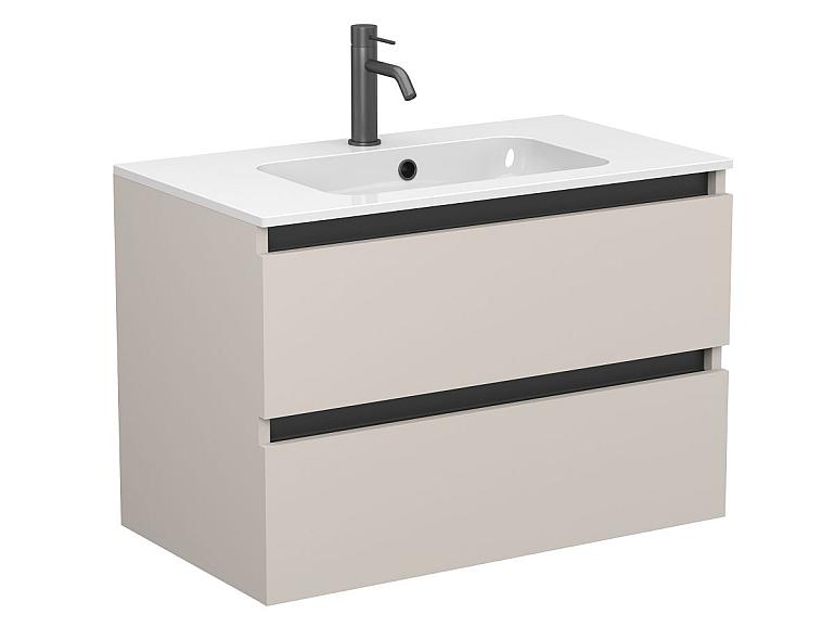 Тумба підвісна NATURA кашемір, ДСП з умивальником DELLA 800