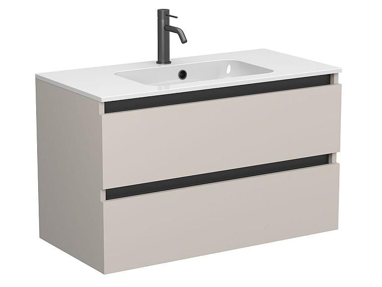 Тумба підвісна NATURA кашемір, ДСП з умивальником DELLA 900