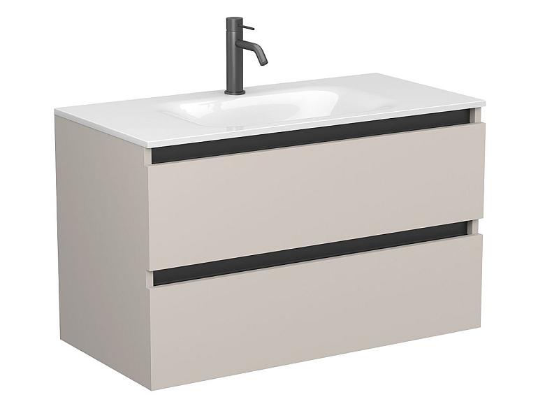 Тумба підвісна NATURA кашемір, ДСП з умивальником JESSEL 900