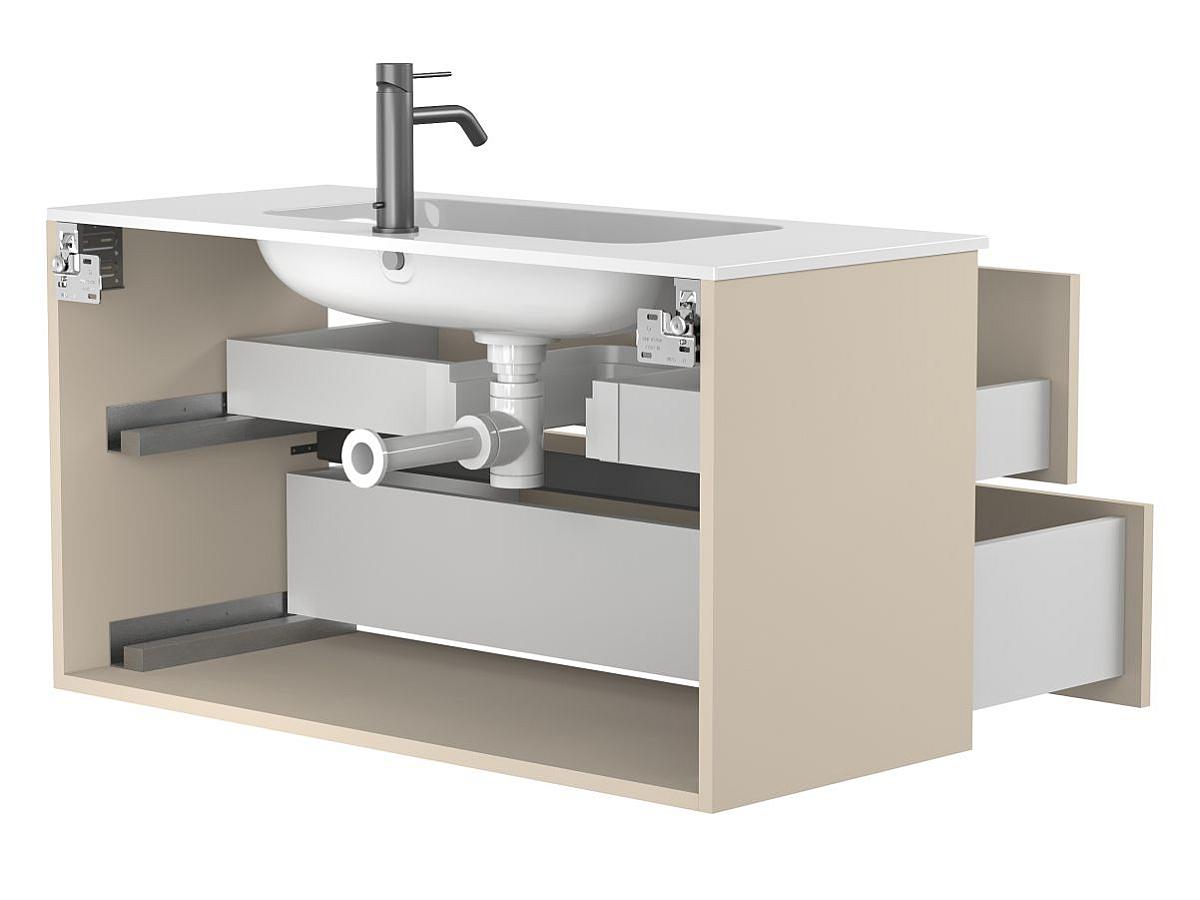 Тумба подвесная NATURA кашемир, МДФ, с умывальником DELLA 1000