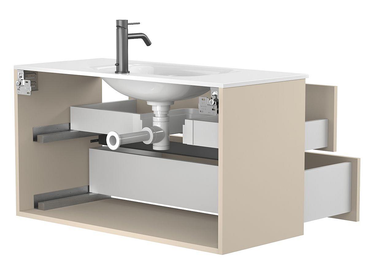 Тумба подвесная NATURA кашемир, МДФ, с умывальником JESSEL 1000