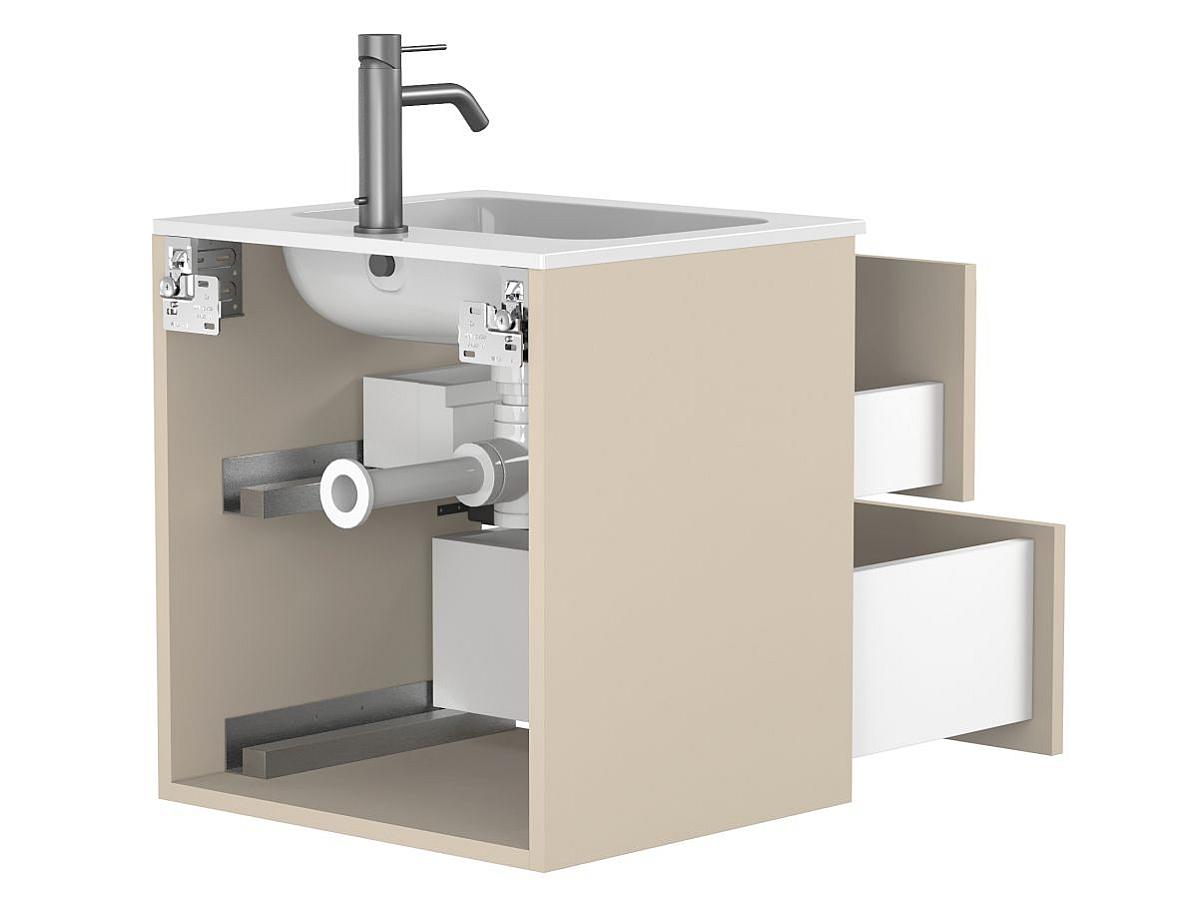 Тумба подвесная NATURA кашемир, МДФ, с умывальником DELLA 500