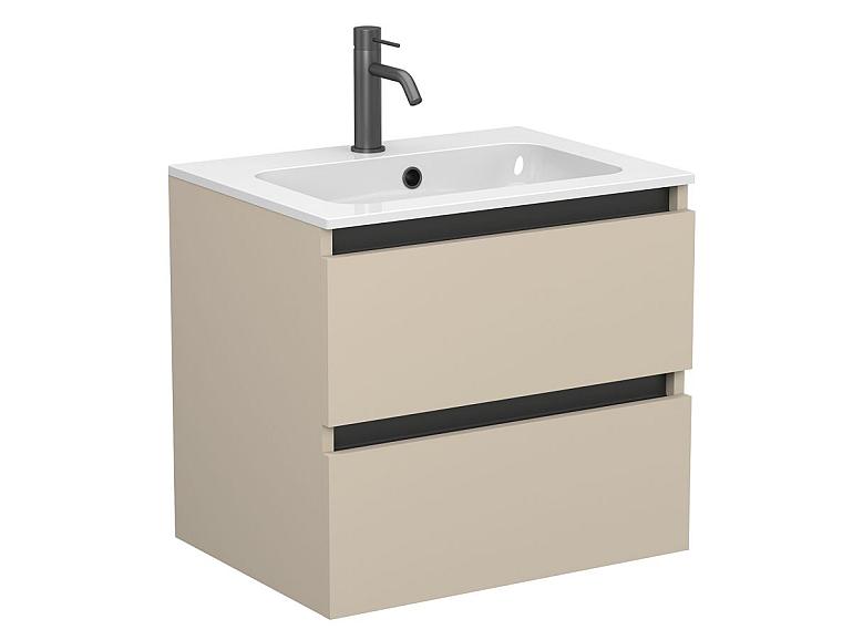 Тумба підвісна NATURA кашемір, МДФ, з умивальником DELLA 600