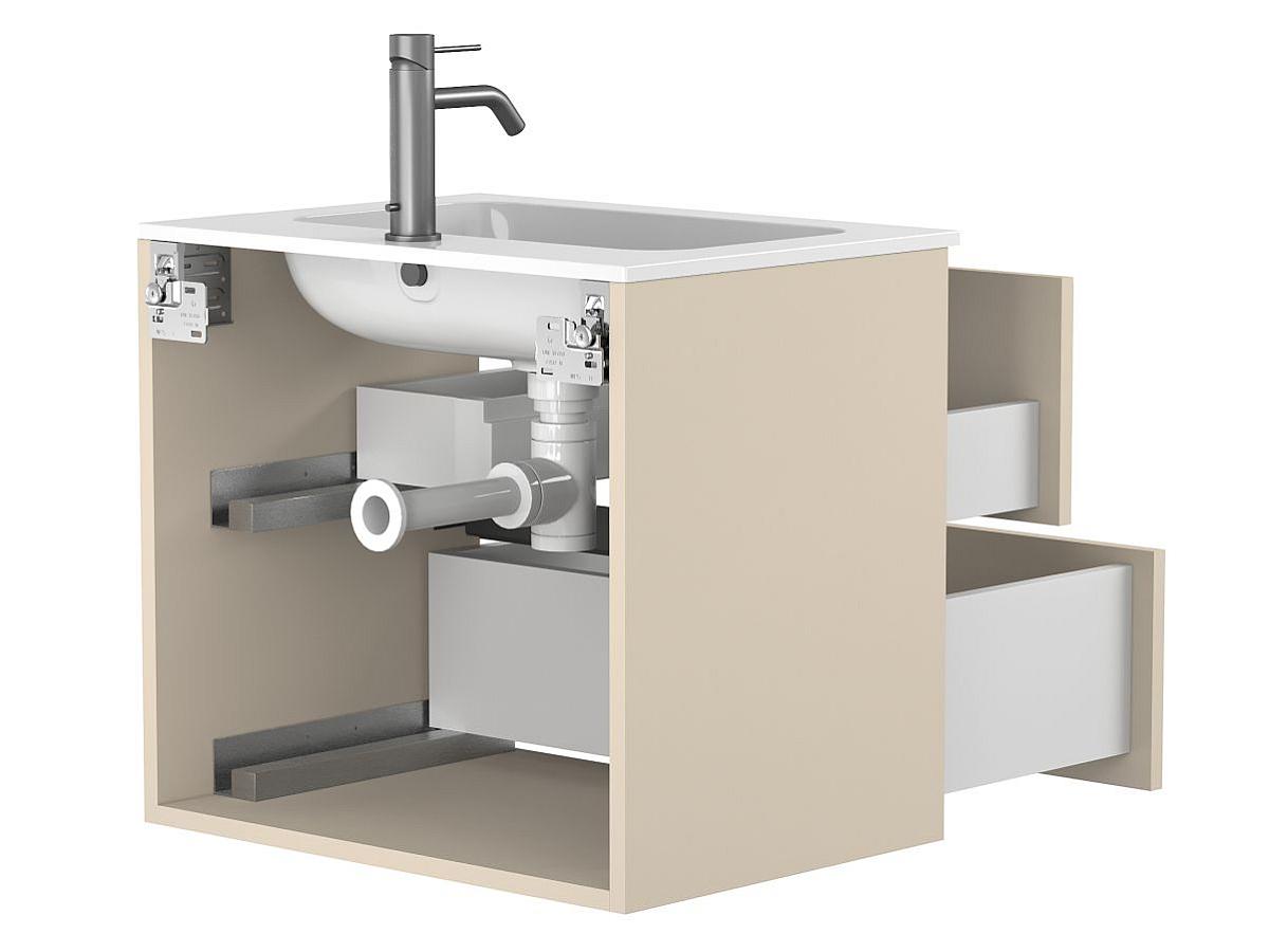 Тумба подвесная NATURA кашемир, МДФ, с умывальником DELLA 600