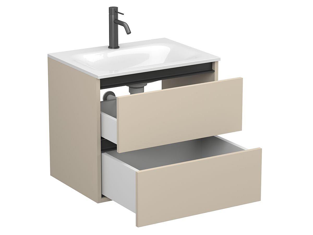 Тумба подвесная NATURA кашемир, МДФ, с умывальником JESSEL 600