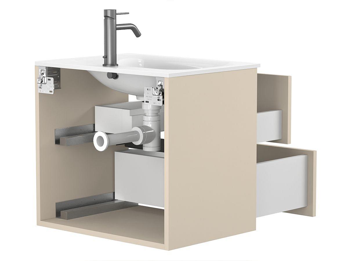 Тумба подвесная NATURA кашемир, МДФ, с умывальником JESSEL 600