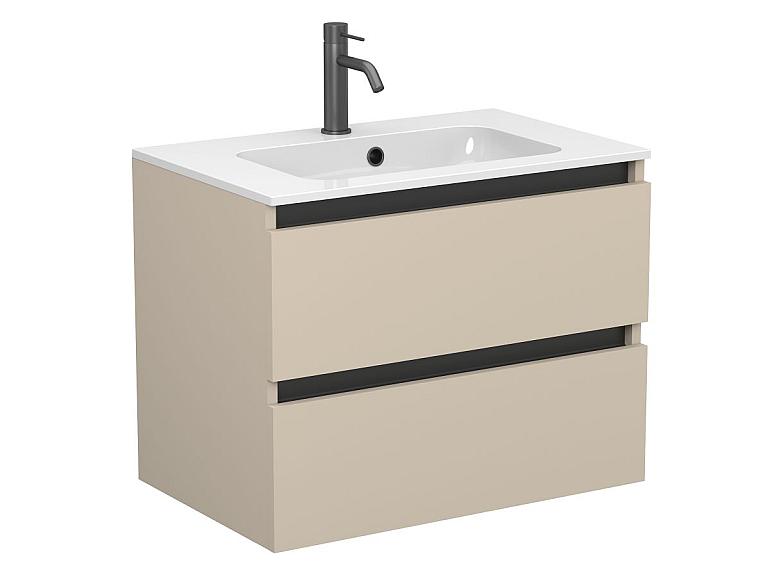 Тумба підвісна NATURA кашемір, МДФ, з умивальником DELLA 700