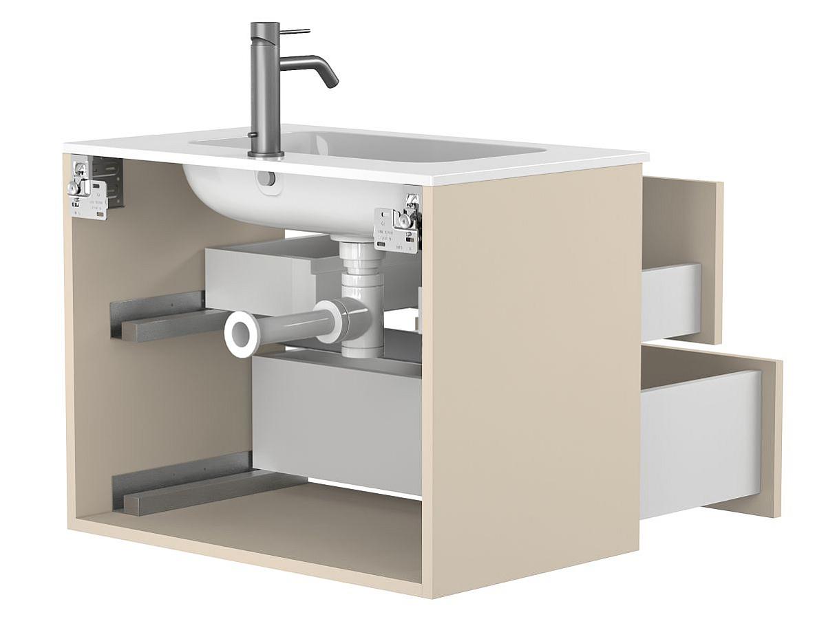 Тумба подвесная NATURA кашемир, МДФ, с умывальником DELLA 700